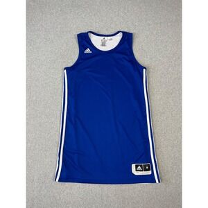 Adidas Practice Basketball Jersey Womens M Blue‎ White Reversible Mesh 3 Stripe